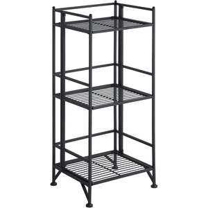 image:imageConvenience Concepts Xtra Storage Shelves  3Tier Folding Metal Shelving Modern Shelves for Storage and Display in Living Room Bathroom Office Closet Kitchen Garage Plant Storage Black