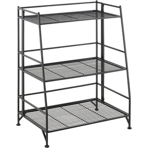 image:imageConvenience Concepts Xtra Storage Shelves  3Tier Ladder Folding Metal Shelving Organizer Stand Modern Stands for Storage and Display in Living Room Bathroom Office Den Kitchen Garage BlackBlack