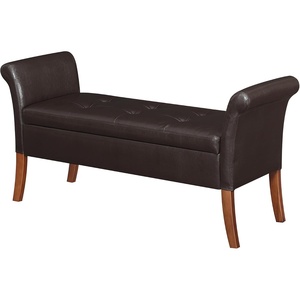 image:imageDesigns4Comfort Garbo Entryway Storage BenchEspresso Faux Leather