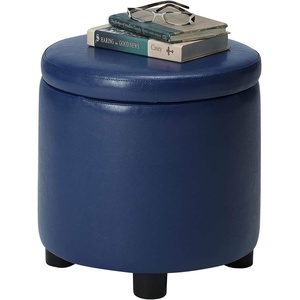 image:imageDesigns4Comfort Round Accent Storage Ottoman with Reversible Tray LidBlue