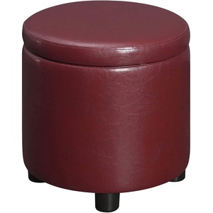 image:imageDesigns4Comfort Round Accent Storage Ottoman with Reversible Tray LidBurgundy Faux Leather