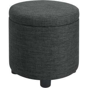 image:imageDesigns4Comfort Round Accent Storage Ottoman with Reversible Tray LidDark Charcoal Gray Fabric