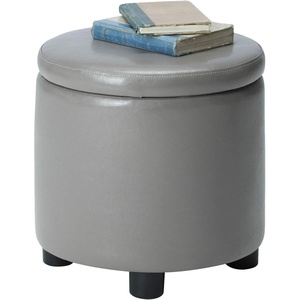 image:imageDesigns4Comfort Round Accent Storage Ottoman with Reversible Tray LidGrey