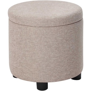 image:imageDesigns4Comfort Round Accent Storage Ottoman with Reversible Tray LidTan Fabric