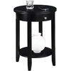 image:imageConvenience Concepts American Heritage Baldwin End Table 1825  Round Classic Living Room Side Table with Storage Drawer amp Shelf Family Room Accent Table Bedroom Nightstand BlackBlack
