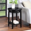 image:imageConvenience Concepts American Heritage Baldwin End Table 1825  Round Classic Living Room Side Table with Storage Drawer amp Shelf Family Room Accent Table Bedroom Nightstand BlackBlack