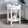 image:imageConvenience Concepts American Heritage Baldwin End Table 1825  Round Classic Living Room Side Table with Storage Drawer amp Shelf Family Room Accent Table Bedroom Nightstand BlackWhite