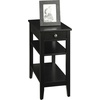 image:imageConvenience Concepts American Heritage Chairside End Table with Drawer 235  Classic Living Room Table with Storage Shelf Bedroom Nightstand BlackBlack
