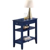 image:imageConvenience Concepts American Heritage Chairside End Table with Drawer 235  Classic Living Room Table with Storage Shelf Bedroom Nightstand BlackCobalt Blue