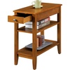 image:imageConvenience Concepts American Heritage Chairside End Table with Drawer 235  Classic Living Room Table with Storage Shelf Bedroom Nightstand BlackLight Walnut