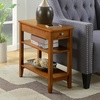 image:imageConvenience Concepts American Heritage Chairside End Table with Drawer 235  Classic Living Room Table with Storage Shelf Bedroom Nightstand BlackLight Walnut