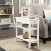 image:imageConvenience Concepts American Heritage Chairside End Table with Drawer 235  Classic Living Room Table with Storage Shelf Bedroom Nightstand BlackWhite
