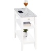 image:imageConvenience Concepts American Heritage Chairside End Table with Drawer 235  Classic Living Room Table with Storage Shelf Bedroom Nightstand White Faux MarbleWhiteWhite Faux MarbleWhite
