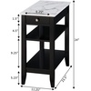 image:imageConvenience Concepts American Heritage Chairside End Table with Drawer 235  Classic Living Room Table with Storage Shelf Bedroom Nightstand White Faux MarbleWhiteWhite Faux Marble  Black