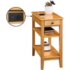 image:imageConvenience Concepts American Heritage Chairside End Table with USB Ports amp AC Outlet 1125  Living Room Accent with Storage Drawer amp Shelves Bedroom Nightstand with Charging Station NaturalNatural