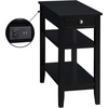 image:imageConvenience Concepts American Heritage Chairside End Table with USB Ports amp AC Outlet 1125  Living Room Accent with Storage Drawer amp Shelves Bedroom Nightstand with Charging Station NaturalBlack