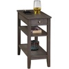 image:imageConvenience Concepts American Heritage Chairside End Table with USB Ports amp AC Outlet 1125  Living Room Accent with Storage Drawer amp Shelves Bedroom Nightstand with Charging Station NaturalWirebrush Dark Gray
