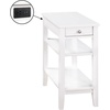 image:imageConvenience Concepts American Heritage Chairside End Table with USB Ports amp AC Outlet 1125  Living Room Accent with Storage Drawer amp Shelves Bedroom Nightstand with Charging Station NaturalWhite