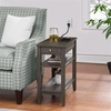 image:imageConvenience Concepts American Heritage Chairside End Table with USB Ports amp AC Outlet 1125  Living Room Accent with Storage Drawer amp Shelves Bedroom Nightstand with Charging Station NaturalWirebrush Dark Gray