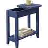 image:imageConvenience Concepts American Heritage Flip Top End Table 2325  Classic Narrow Chairside Accent with Hidden Storage amp Lower Shelf for Traditional Modern Living Room CherryCobalt Blue