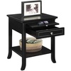 image:imageConvenience Concepts American Heritage Logan 1 Drawer End Table with PullOut Shelf BlackBlack