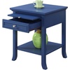 image:imageConvenience Concepts American Heritage Logan 1 Drawer End Table with PullOut Shelf BlackCobalt Blue
