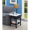 image:imageConvenience Concepts American Heritage Logan 1 Drawer End Table with PullOut Shelf BlackWhite Faux Marble TopBlack
