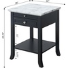 image:imageConvenience Concepts American Heritage Logan 1 Drawer End Table with PullOut Shelf BlackWhite Faux Marble TopBlack