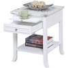 image:imageConvenience Concepts American Heritage Logan 1 Drawer End Table with PullOut Shelf BlackWhite Faux Marble TopWhite