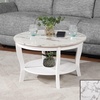 image:imageConvenience Concepts American Heritage Round Coffee Table 30  Classic Living Room Table with Storage Shelf Traditional Round Family Room Center Table EspressoWhite Faux MarbleWhite