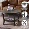 image:imageConvenience Concepts American Heritage Round Coffee Table 30  Classic Living Room Table with Storage Shelf Traditional Round Family Room Center Table EspressoWirebrush Dark Gray