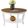 image:imageConvenience Concepts American Heritage Round Coffee Table 30  Classic Living Room Table with Storage Shelf Traditional Round Family Room Center Table EspressoDriftwoodWhite