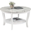 image:imageConvenience Concepts American Heritage Round Coffee Table 30  Classic Living Room Table with Storage Shelf Traditional Round Family Room Center Table EspressoWhite Faux MarbleWhite