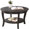image:imageConvenience Concepts American Heritage Round Coffee Table 30  Classic Living Room Table with Storage Shelf Traditional Round Family Room Center Table EspressoWirebrush Dark Gray