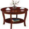 image:imageConvenience Concepts American Heritage Round Coffee Table 30  Classic Living Room Table with Storage Shelf Traditional Round Family Room Center Table EspressoMahogany
