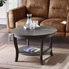image:imageConvenience Concepts American Heritage Round Coffee Table 30  Classic Living Room Table with Storage Shelf Traditional Round Family Room Center Table EspressoWirebrush Dark Gray