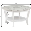 image:imageConvenience Concepts American Heritage Round Coffee Table 30  Classic Living Room Table with Storage Shelf Traditional Round Family Room Center Table EspressoWhite Faux MarbleWhite