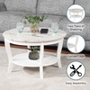 image:imageConvenience Concepts American Heritage Round Coffee Table 30  Classic Living Room Table with Storage Shelf Traditional Round Family Room Center Table EspressoWhite Faux MarbleWhite
