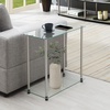 image:imageConvenience Concepts Designs2Go Classic Glass 2 Tier Chairside End Table 2375  Modern Contemporary Side Table with Storage Shelves for Living Room Bathroom Bedroom Office Glass Chrome