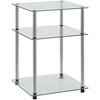 image:imageConvenience Concepts Designs2Go Classic Glass 3Tier End Table 2375  Modern Stainless Steel Display with Storage Shelves for Living amp Family Room Bedroom Bathroom Office GlassChrome