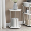 image:imageConvenience Concepts Designs2Go No Tools 2 Tier Round End Table 1575  Contemporary Modern Side Table with Storage Shelf for Family Room Office Den BlackWhite