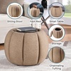 image:imageConvenience Concepts Designs4Comfort Daisy Accent Storage Ottoman 20  Round Modern Upholstered Foot Stool and Small Table with Tray Lid for Living Room Storage Ottoman Seat Dark Blue FabricTan