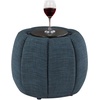 image:imageConvenience Concepts Designs4Comfort Daisy Accent Storage Ottoman 20  Round Modern Upholstered Foot Stool and Small Table with Tray Lid for Living Room Storage Ottoman Seat Dark Blue FabricBlue