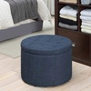 image:imageConvenience Concepts Designs4Comfort Round Shoe Ottoman Tan FabricDark Blue Fabric