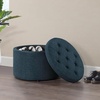 image:imageConvenience Concepts Designs4Comfort Round Shoe Ottoman Tan FabricDark Blue Fabric