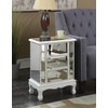 image:imageConvenience Concepts Gold Coast Vineyard Mirrored End Table 19  Living Room Table with 3 Drawers for Storage Side Table Side Table Antique SilverMirrorWhite  Mirror