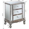image:imageConvenience Concepts Gold Coast Vineyard Mirrored End Table 19  Living Room Table with 3 Drawers for Storage Side Table Side Table Antique SilverMirrorWeathered WhiteMirror