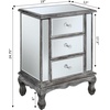 image:imageConvenience Concepts Gold Coast Vineyard Mirrored End Table 19  Living Room Table with 3 Drawers for Storage Side Table Side Table Antique SilverMirrorWeathered Gray  Mirror