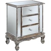 image:imageConvenience Concepts Gold Coast Vineyard Mirrored End Table 19  Living Room Table with 3 Drawers for Storage Side Table Side Table Antique SilverMirrorWeathered WhiteMirror