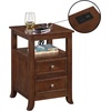 image:imageConvenience Concepts Melbourne End Table with Charging Station 1575  Modern Living Room Side Table with 2 Drawers USB Ports and Power Outlet Nightstand with Storage Shelf WhiteEspresso